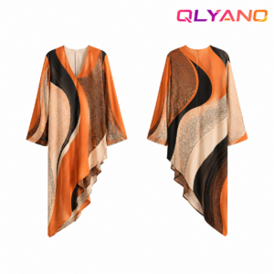 Damen Freizeitkleid in Orange und Schwarz