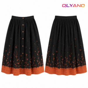 Damen Tennisrock Schwarz-Orange